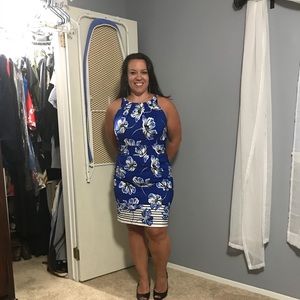 Blue and white dress